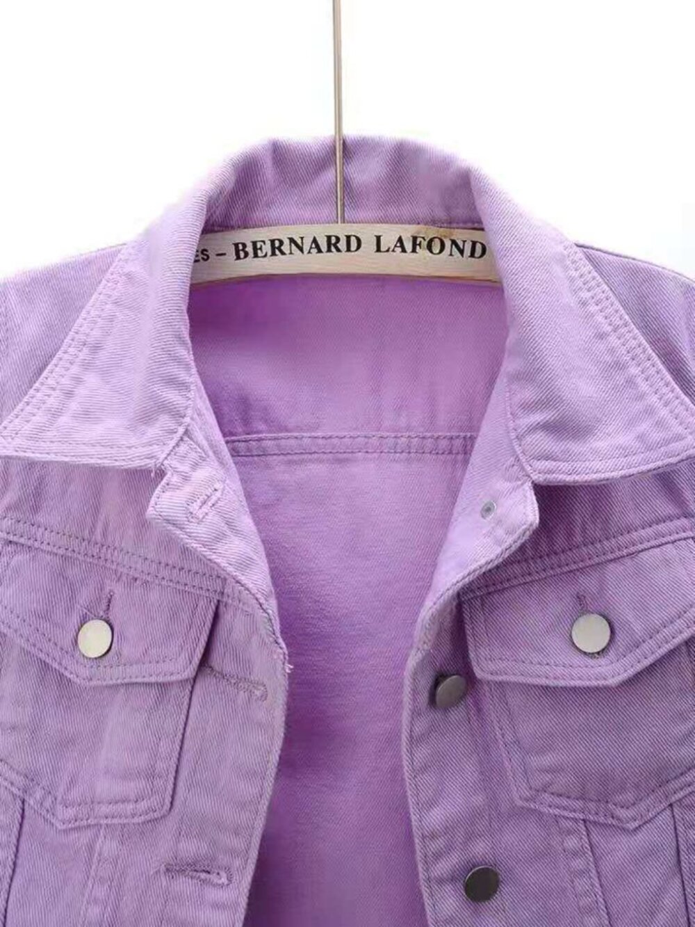 Lavender Purple Cropped Denim Jacket - Picture 3 of 7